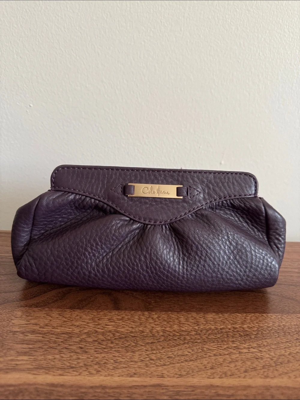 Cole Haan Pebbled Leather Clutch - Plum
